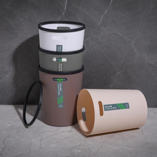 Garbage Bin Modern Style High Capacity Large Opening Shatterproof with Compression Ring Keep Tidy Smooth Surface Household Large Trash Can for Home