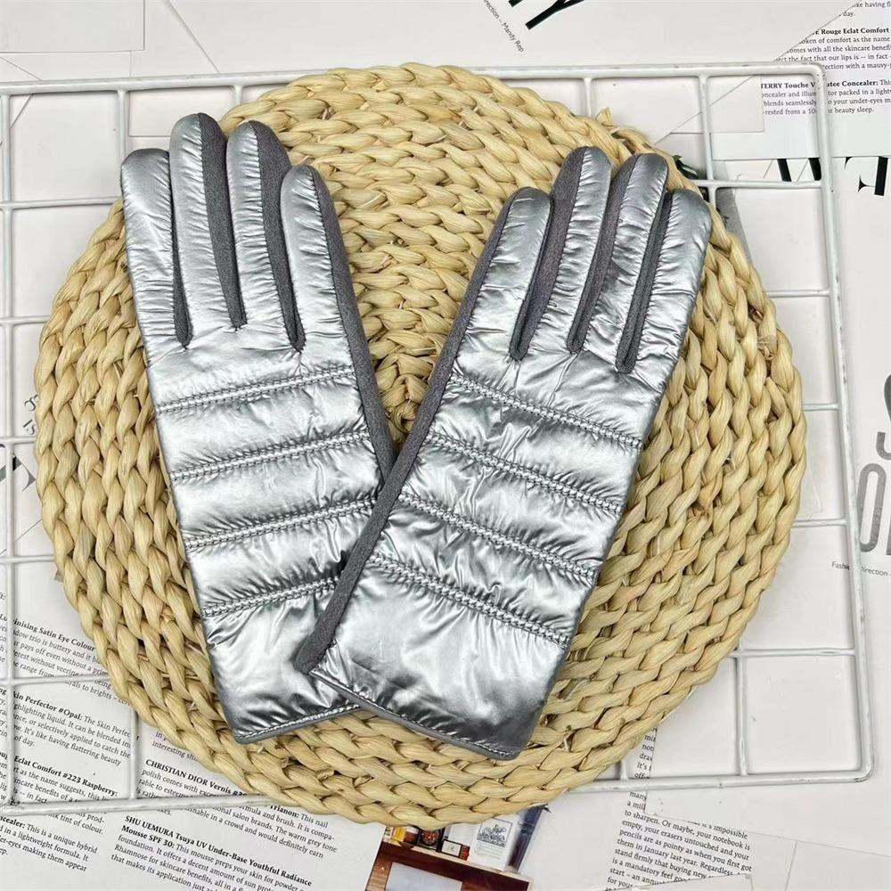 

Suede Soft Cycling Skiing Gloves Keep Warm Full Fingers Mittens Luxury Winter Gloves Women срібний