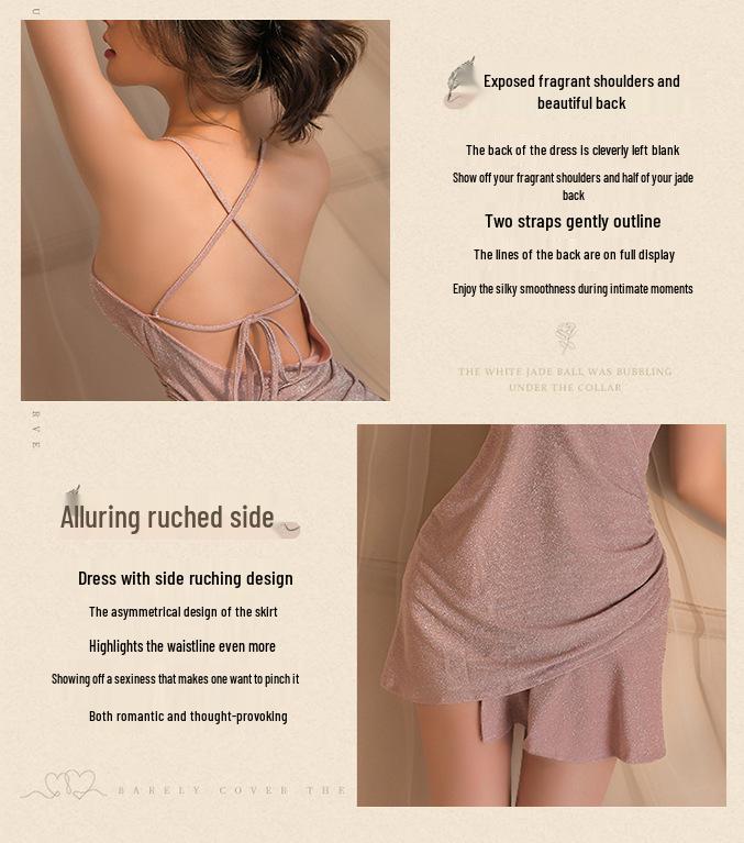 Lingyan Women's Shiny Silk Spaghetti Strap Deep V Nightgown Pajamas