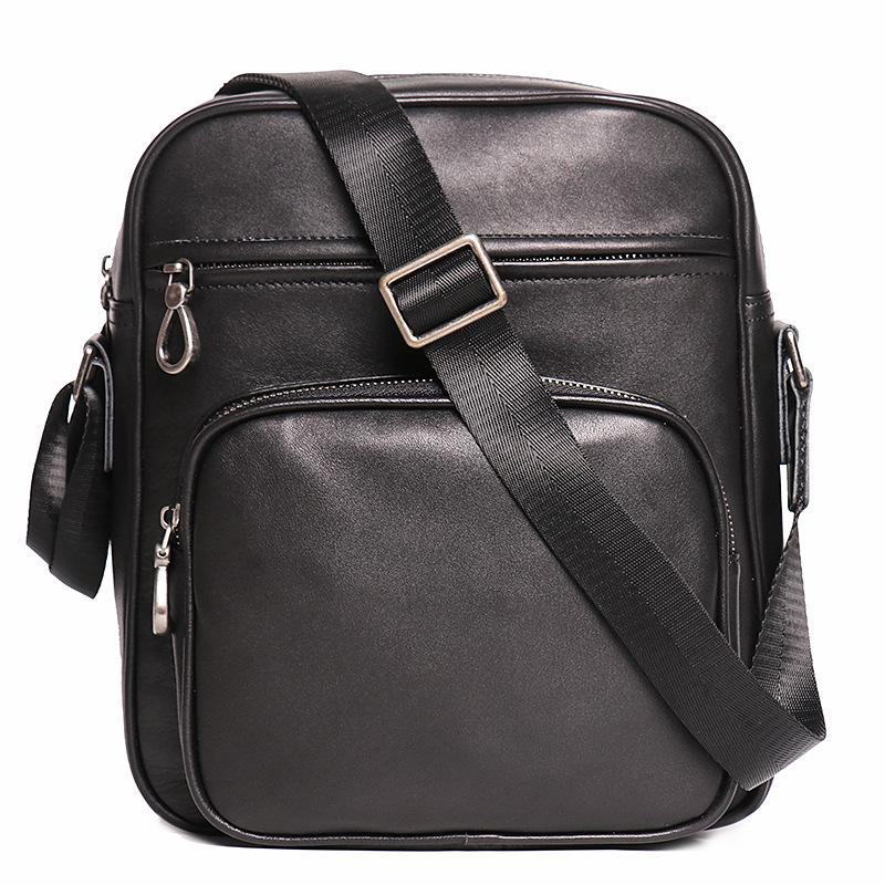 

Men s & Women s Genuine Leather Crossbody Bag - Large Capacity iPad Shoulder Bag чёрный