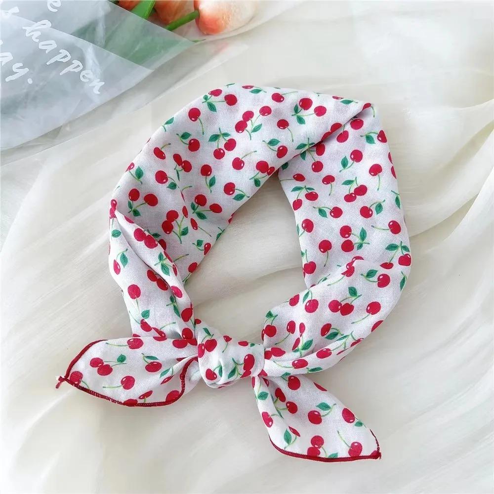 1pcscotton and Linen Square Scarf, Cherry Blossom Printed Tie Scarf, Headscarf, Women's Filthy Headscarf, Women's Headscarf, He