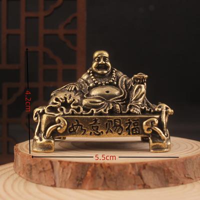 Mosadzný starý plný Buddha Maitréja domáca dekorácia kancelária obývacia izba stolová dekorácia ozdoba