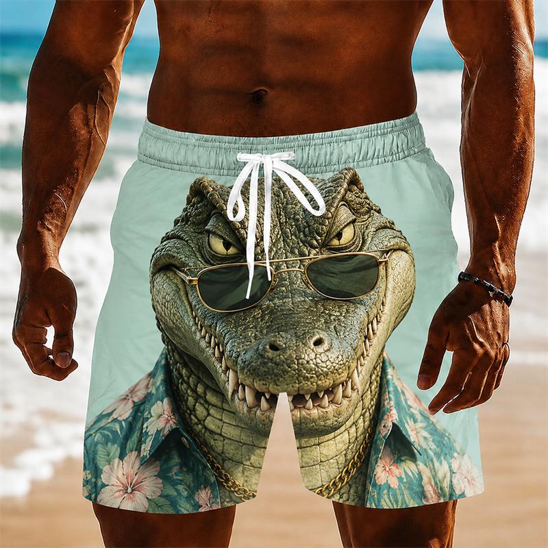 Summer Men's Animal 3D Printed Beach Shorts