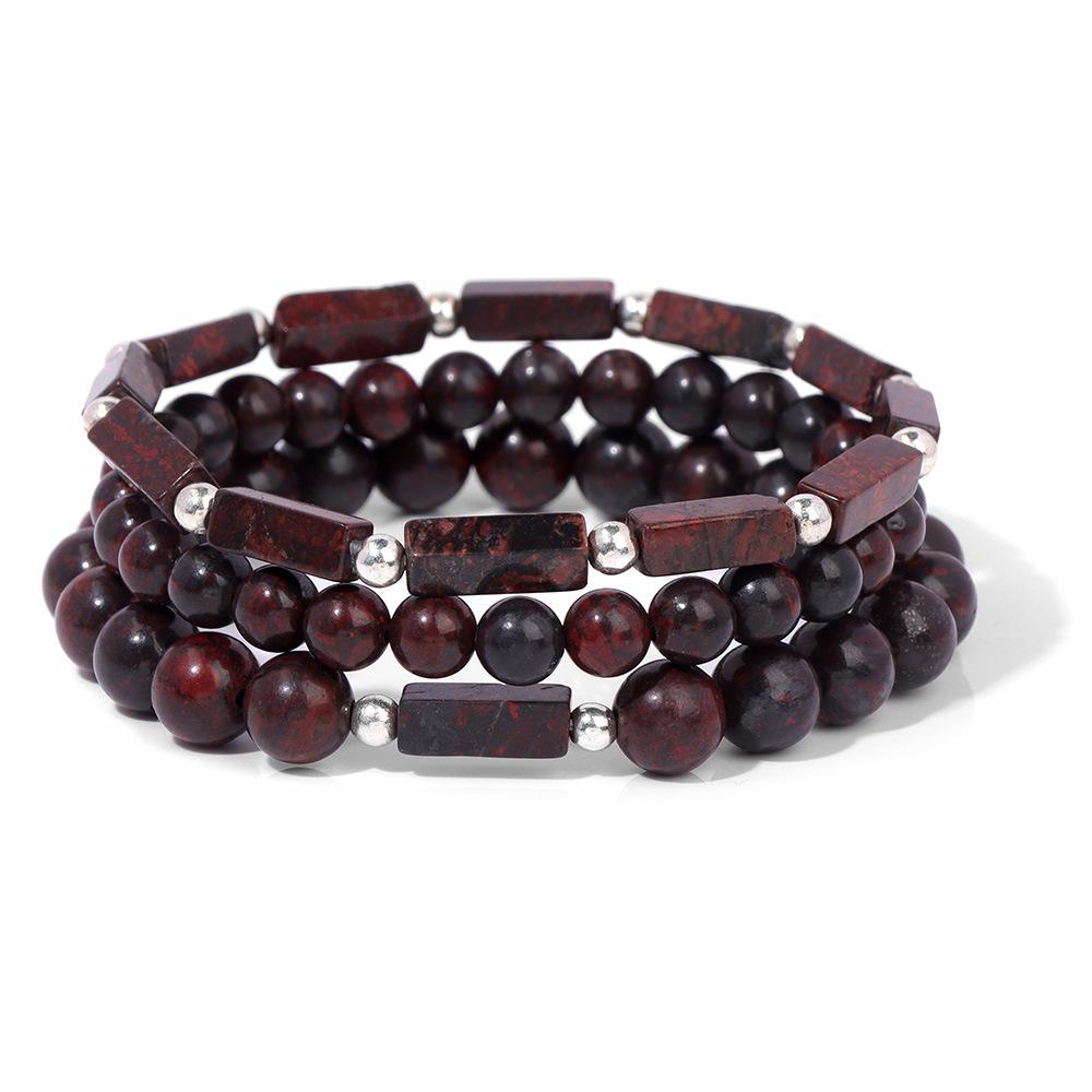 JYL TS Bracelet Men s  Rectangular Beads Design Amplifies Dignity And Charm FK1545-19cm лаванды фиолетового