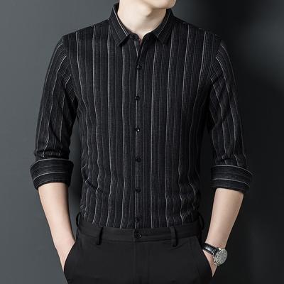 Business Casual pánská košile Jarní Měkká látka Pohodlná Prodyšná Košile s pruhy s klopou