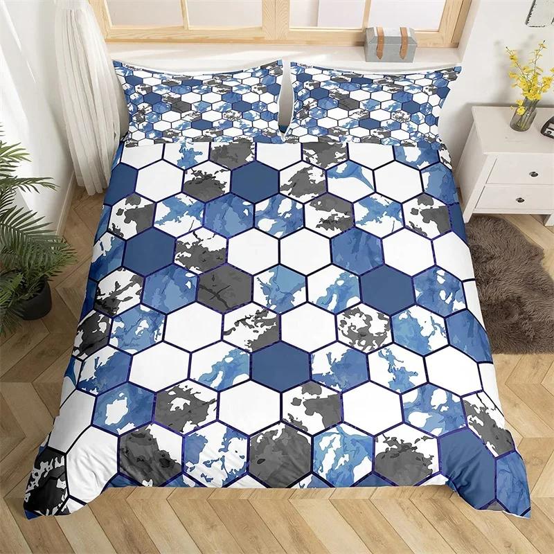 Geometric Bedding Set Marble Print King Duvet Cover Microfiber Modern Design Comforter Cover Single Queen For Kids Teen Adults