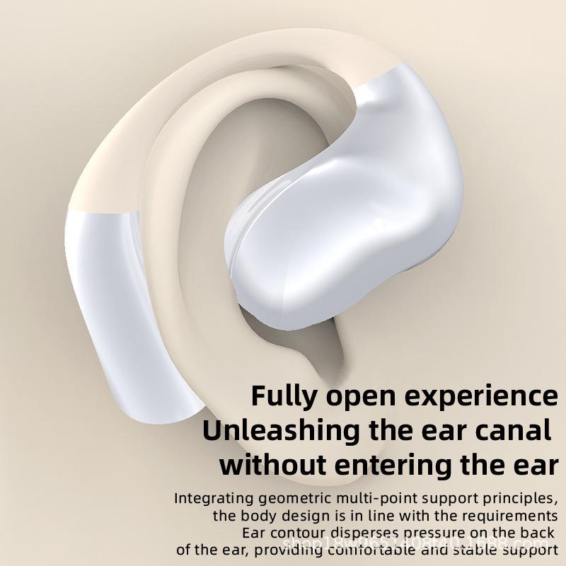 YJ11 Bluetooth Dual Ear Hanging Earphones with Charging Case & Digital Display, Non-In-Ear Stereo, Single Ear Use Compatible.