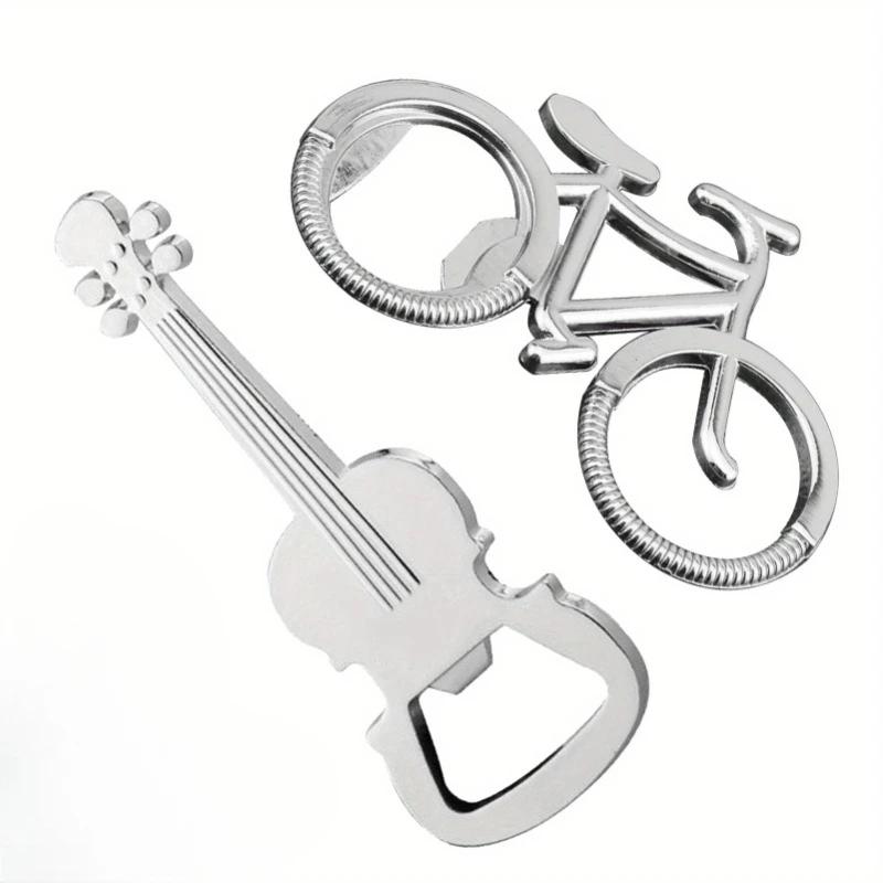 Kreativer Gitarren-Bierflaschenöffner Edelstahl Metall Fahrrad Bierflaschenöffner Heimdekoration für Männer und Vatertagsgeschenke