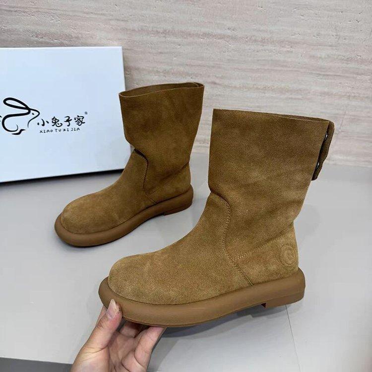 Korean version of thick-soled Martin boots for women 2025 autumn new British style small man height increase short boots versatile Martin boots for w