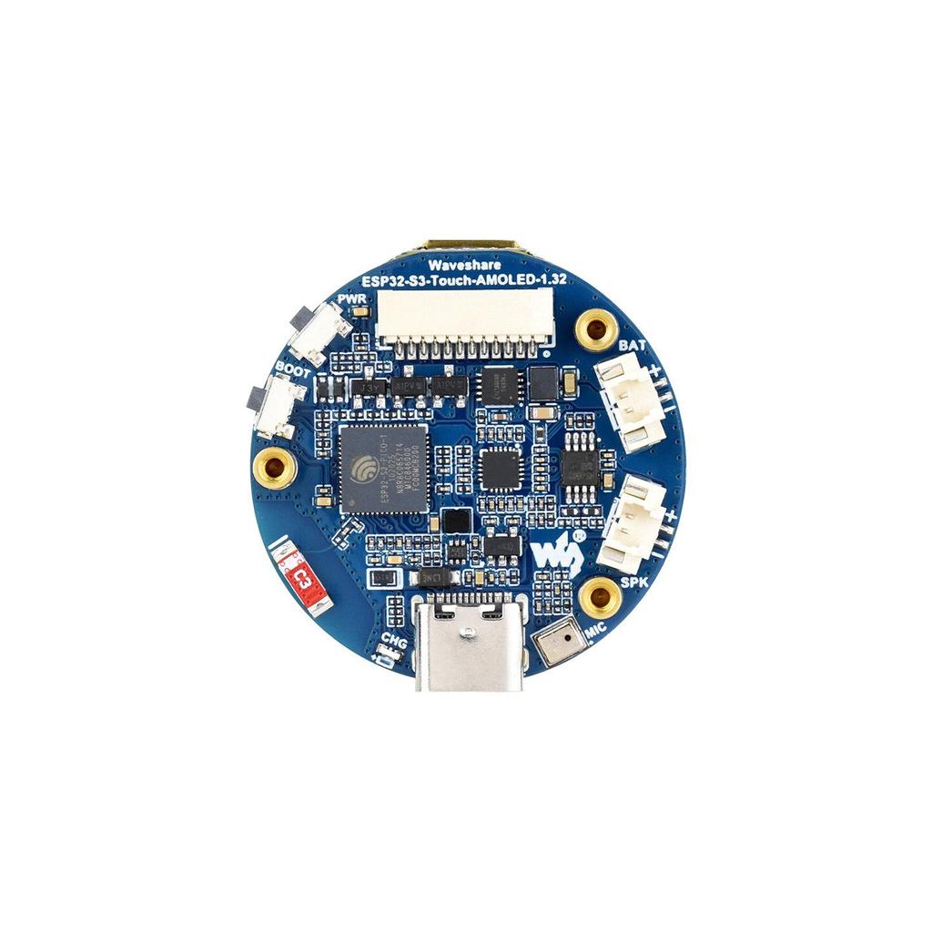 ESP32-S3 1.32" AMOLED Dev Board, 466×466 Res, XiaoZhi AI Compatible