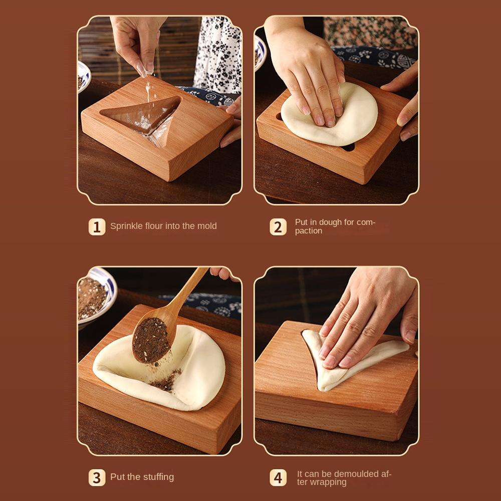 Non-stick Wooden Triangle Baozi Mold Easy To Release Steamed Bread Making Tools  Home