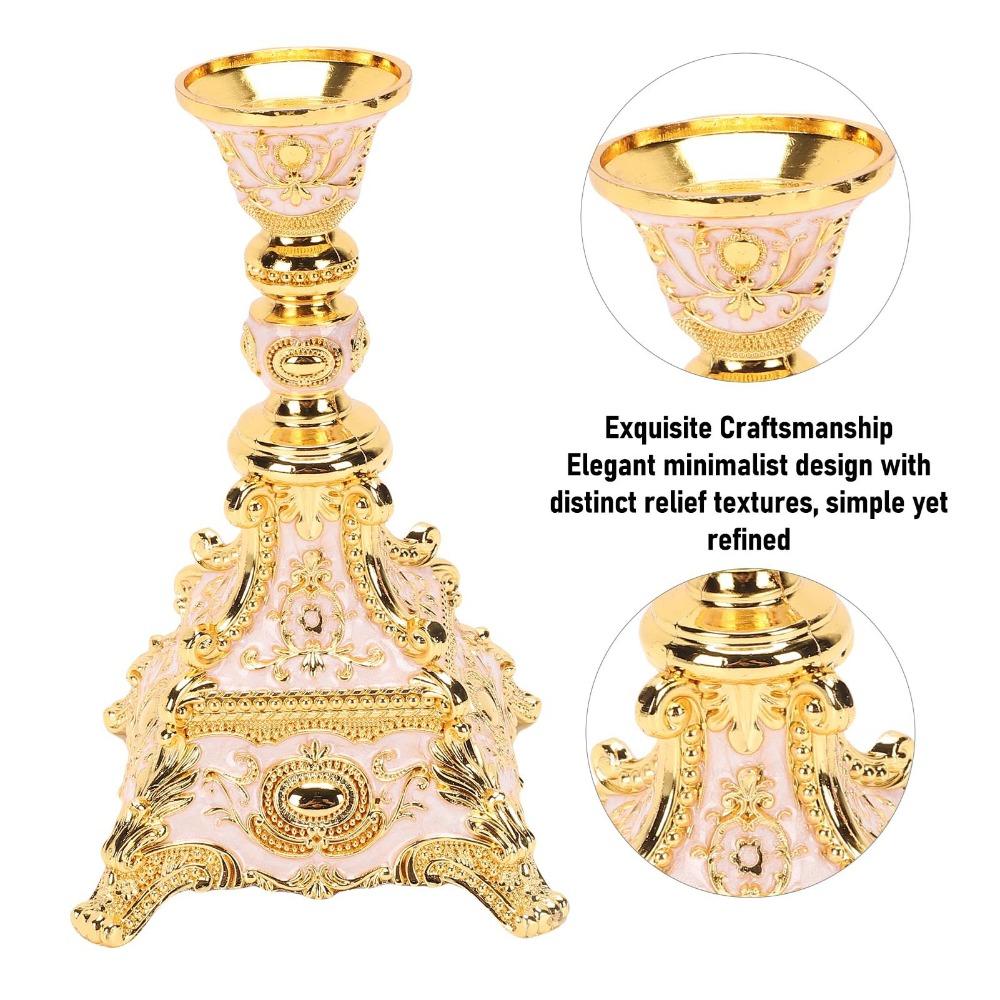 European Style Retro Candle Holder Gold Finish Metal Candle Holder For Parties