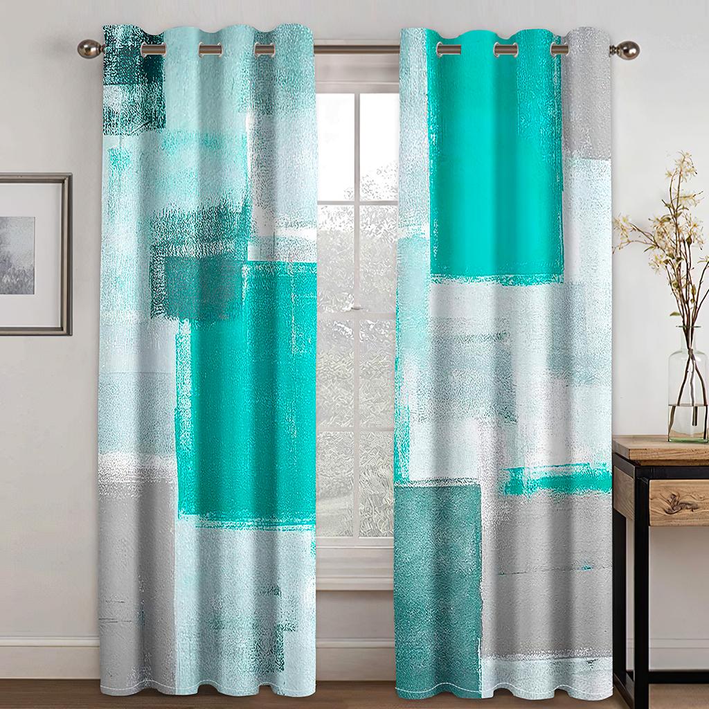 Abstrsact Art Cube Luxury Window Curtains for Kids Living Room Bedroom Bathroom Kicthen Door Cupboard Home Decor Hooks 2Pieces