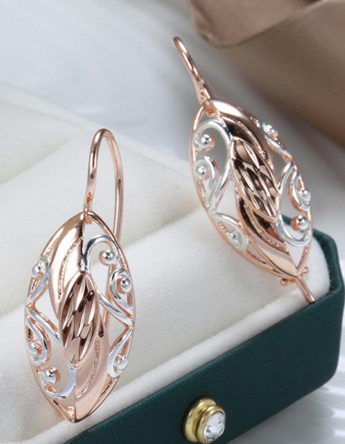SIMJOO Fashion Hollow Out Flower Two-color Eardrop Earrings