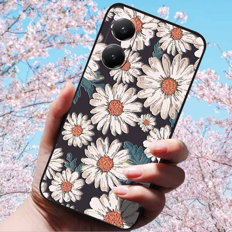 For Xiaomi Poco X7 Pro 3D Relief Flower Emboss Soft Silicone Case Cartoon Painted Back Cover for Poco X7 Pro with 3D Relief Case