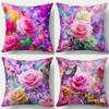 Rose And Butterfly Pattern Digital Printing Pillow Cover Short Plush Suitable Living Rooms Bedrooms Sofas Throw Cushion Cover