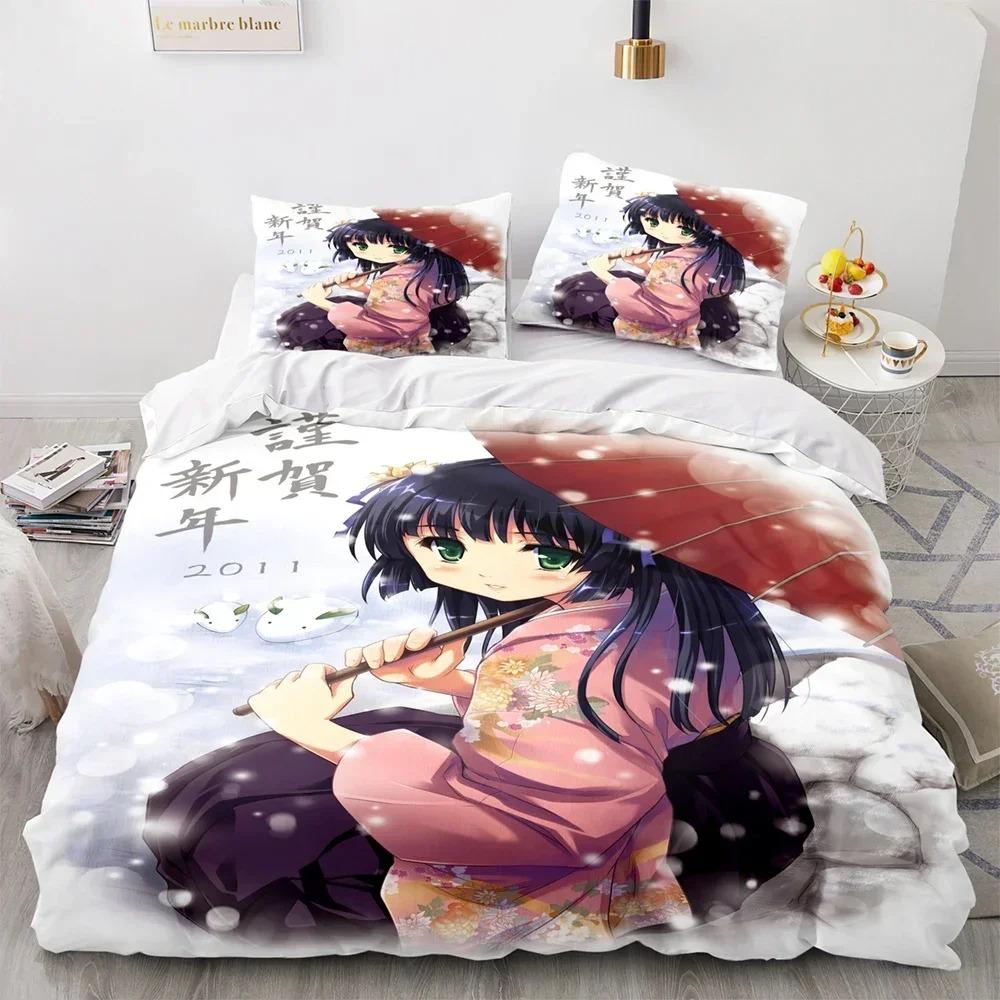 Comforter Kawaii Girl Anime Sexy Girl Bedding Set 3D Printed Suitable For Bedroom Kids Home Textile