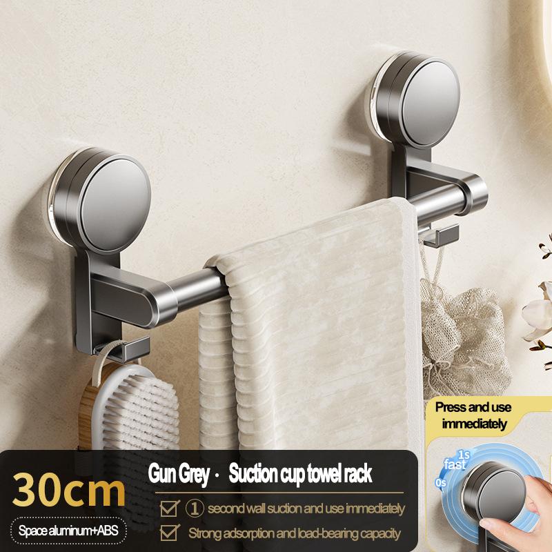 Strong Suction Cup Towel Bar Stainless Steel Bathroom Towel Rack No Drill 10KG Heavy Duty Waterproof for Bathroom/Kitchen