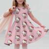 New Summer Dress Fashion Cartoon Cute Hello Kitty 3D Print Dresses Kids Short Sleeve Princess Girls Party Children Clothes