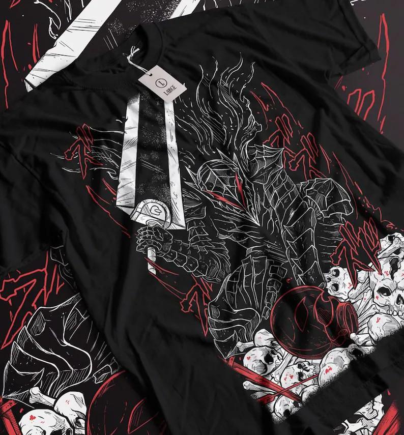 Black Swordsunisex Skull Knight Graphic Anime Unisex Tshirt Size S4xl