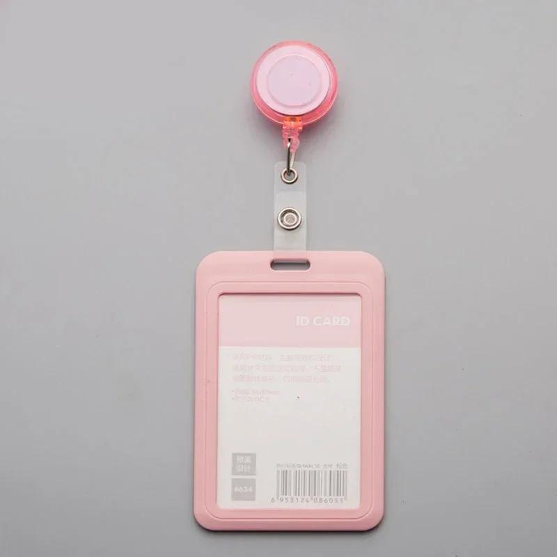 Women Man Credit Card Cover Case with Retractable Buttons Pouch Creative Transparent Nurse Badge Doctor ID Holder Clip Badge