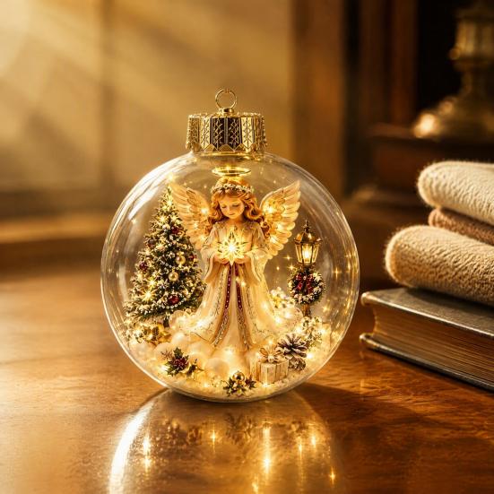 Lightweight Xmas Tree Pendants Clear Christmas Ball Ornaments, Acrylic Hanging Decoration with Gingerbread House Small Gifts Reindeer Santa Inside for
