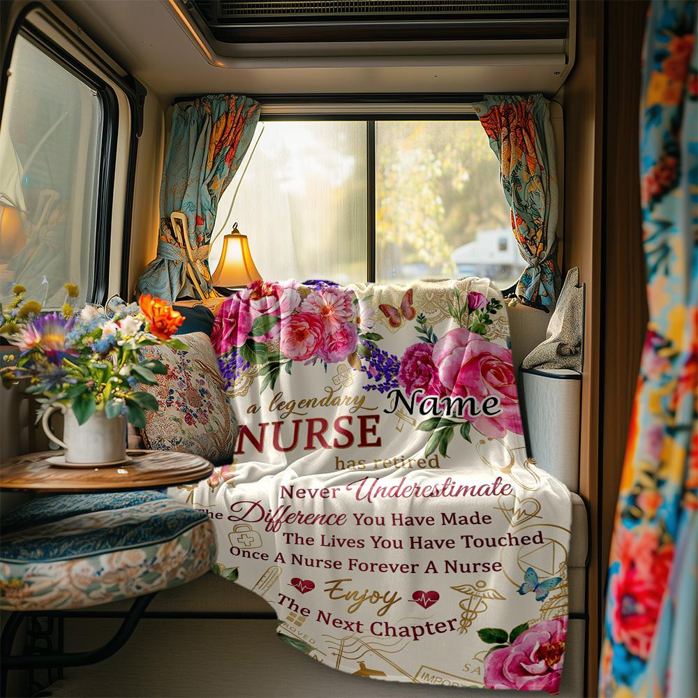 Nurse'S Legacy Blanket Personalized Name Soft Comfortable Stylish Blanket Car Blanket Perfect For Travel Camping Outdoor Home Suitable For All Seasons