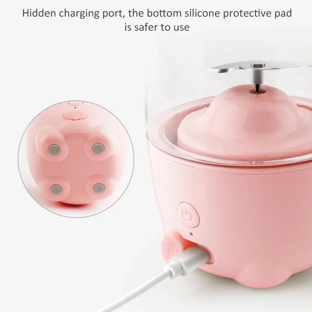 Portable Mini Size Fruit Juicer, Household Portable USB Rechargeable Juicer Cup, Fruit Blender Mixer, Lovely Rabbit Dropshipping