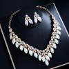 European & American Fashion Crystal Necklace and Earring Set: Bridal Wedding Jewelry Accessories