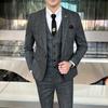 Mens Suit Groom Wedding Dress Solid Color Stage High-end Brand Formal Business PlaidPerformance Tuxedo Plus Size