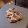 Toddler Girls' Bow Princess Sandals - Summer 2025 Korean Style Soft Sole Beach Shoes