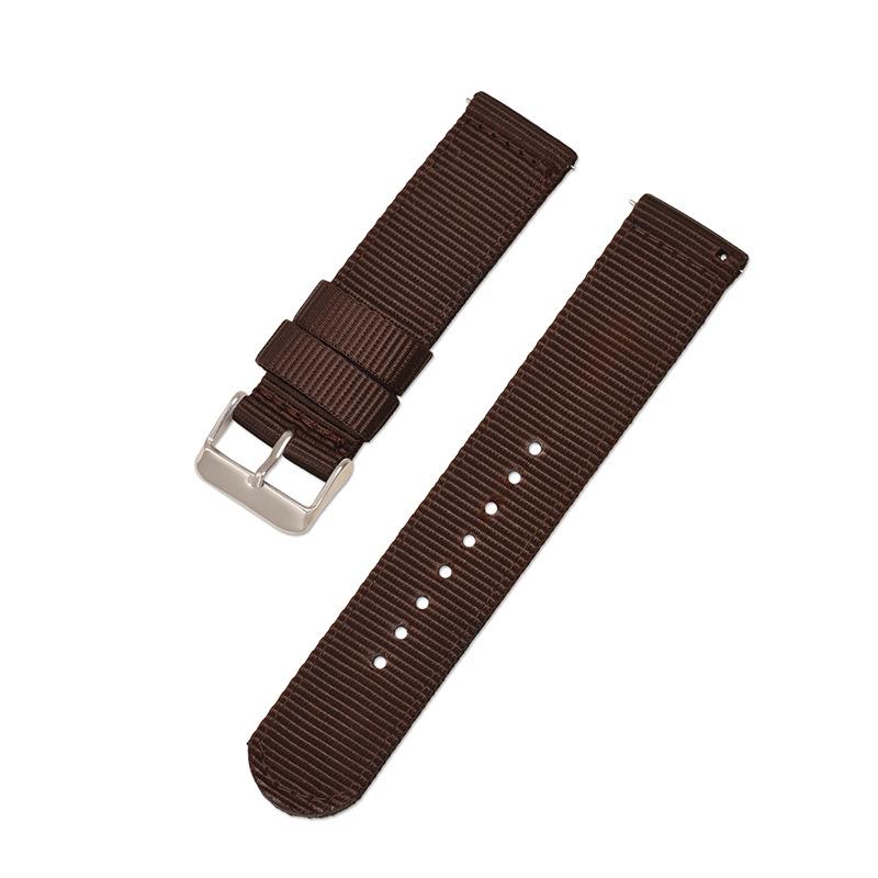 

Нейлоновый холщовый ремешок для Samsung/Huawei Watch GT4, однотонный, 18/20/22/24 мм, быстросъемный 20mm Silver Buckle коричневый