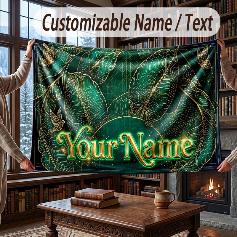 Decorative Artwork Theme Throw Blanket Custom Name Text Personalized Blanket Soft Cozy Blanket for Home Sofa Bed