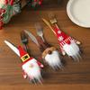 Cartoon Santa Claus Silverware Holder Faceless Doll Xmas Tableware Storage Bag  Home Xmas Decor