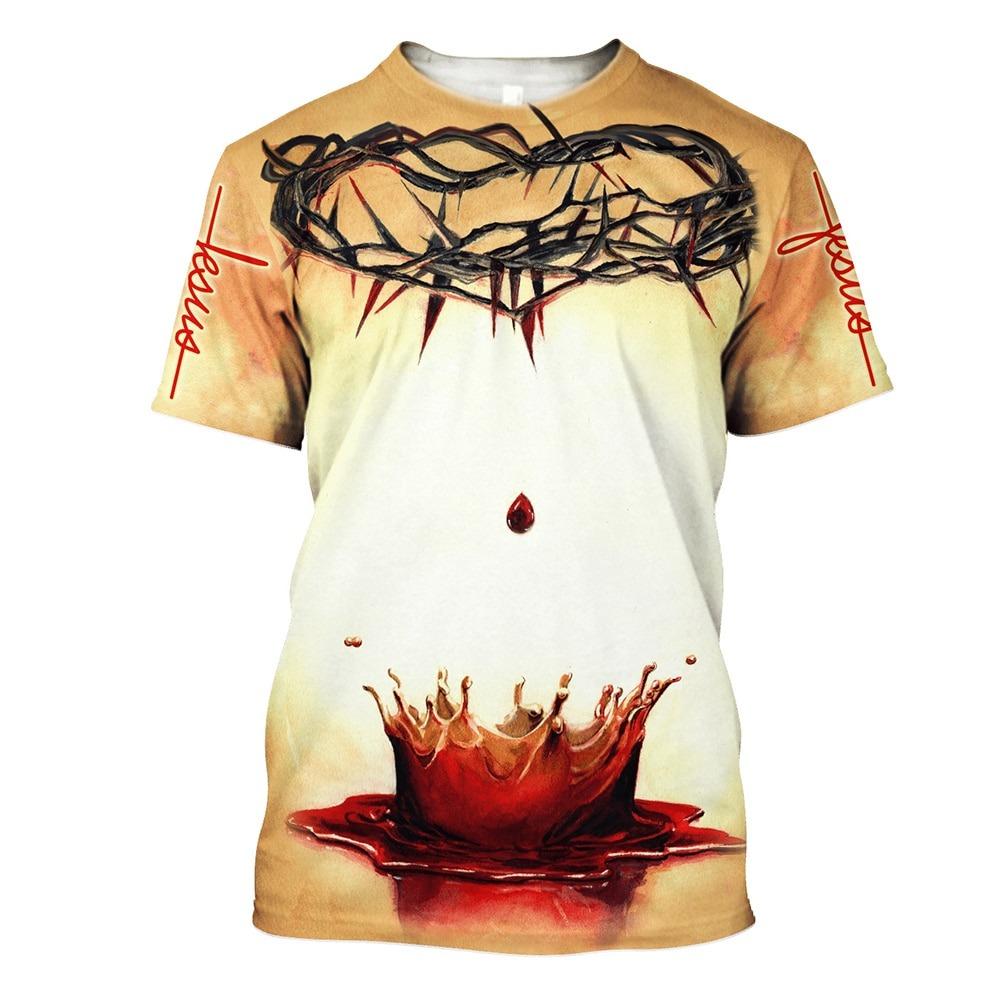 Jesus Tshirts for Men 3D Printed O Neck Short Sleeve Casual Men's T-Shirts Plus Size Top