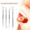 4PCS Dental Mirror Stainless Steel Dental Dentist Prepared Tool Set Probe Tooth Care Kit Instrument Tweezer Hoe Sickle Scaler
