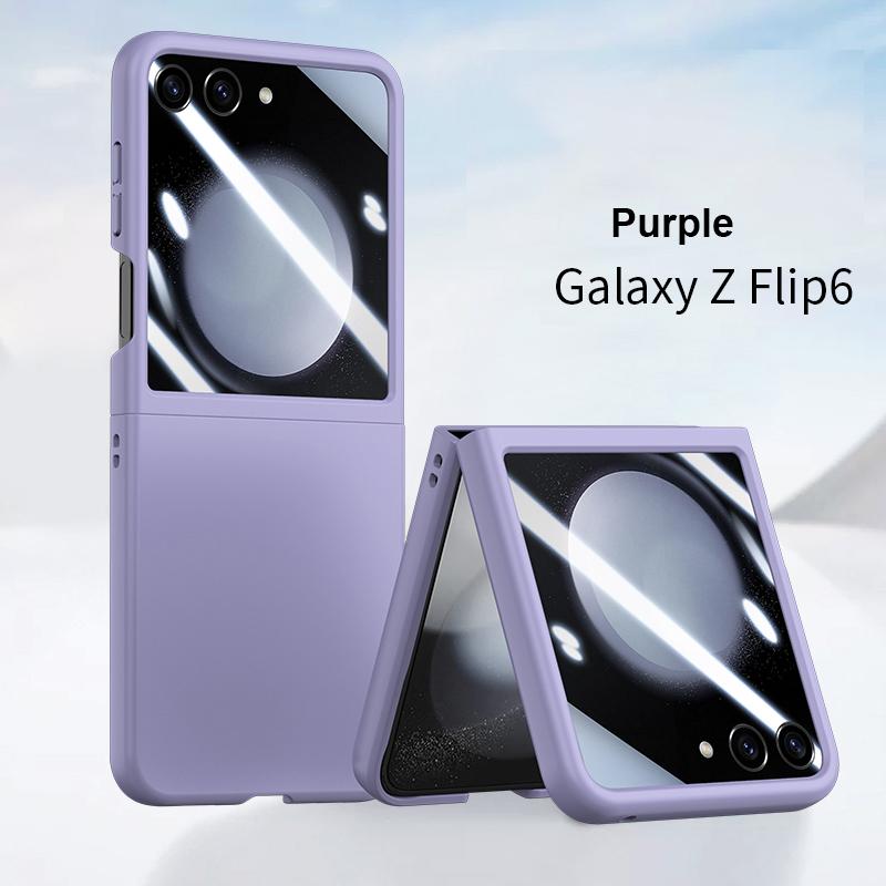 Etui Skin Feel do Samsung Galaxy Z Flip 6 5 5G Flip5 Flip6 Mały ekran z folią zabezpieczającą 2-częściowy zestaw Pokrowiec odporny na wstrząsy
