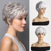 Synthetic Short Curly Hair Wig with Bangs Platinum Blonde Mommy Wig Female Cosplay Natural Hairstyle Daily Elder Wig