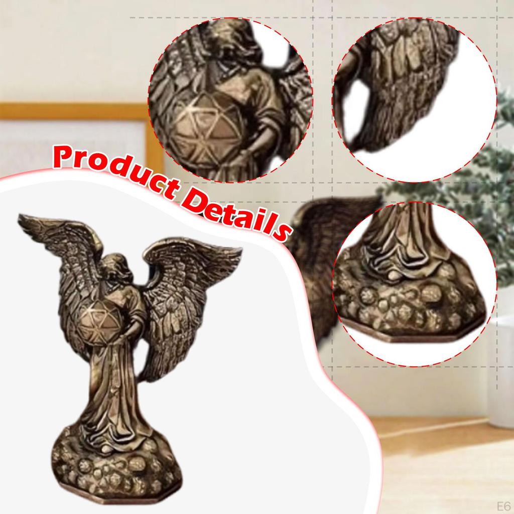 Angel Statue Resin Figurine Artwork Birthday Gift Tabletop Ornament Sculpture for Desk Fireplace