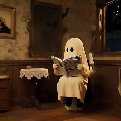 Geist Lesebuch Statue Niedlicher Geist auf Toilette Lesefigur Harz Halloween Dekoration für Badezimmer Schreibtisch Bücherregal Dekor