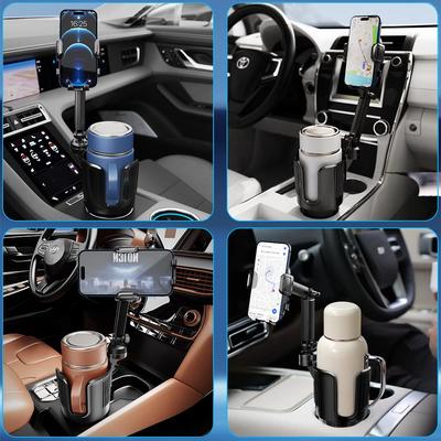 Adjustable Multi-Functional Car Cup and Phone Holder with Mechanical Telescopic Rod