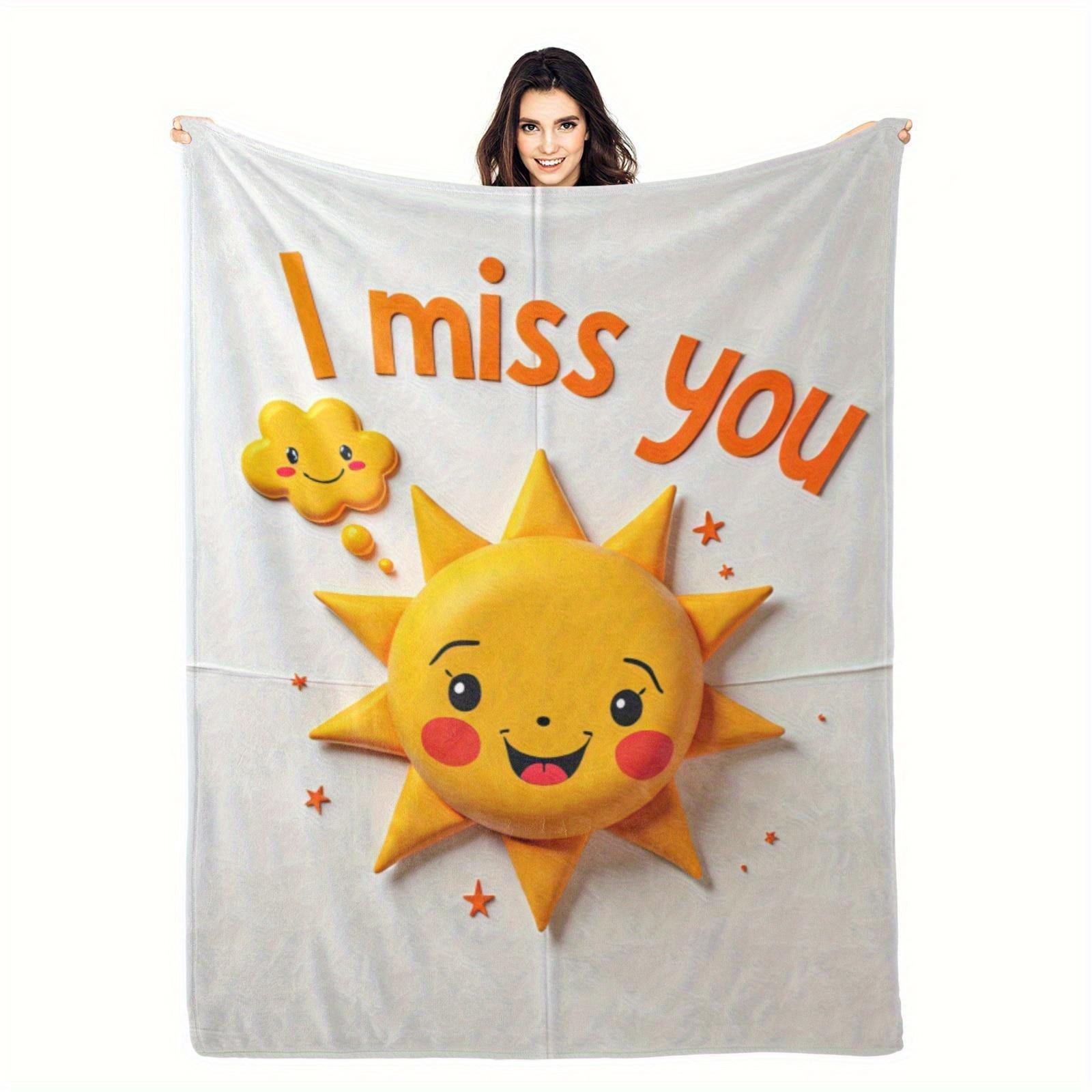

smiling sun and cloud patterns Flannel printed blanket suitable for all seasons suitable for living room office sofa and travel 75x100cm