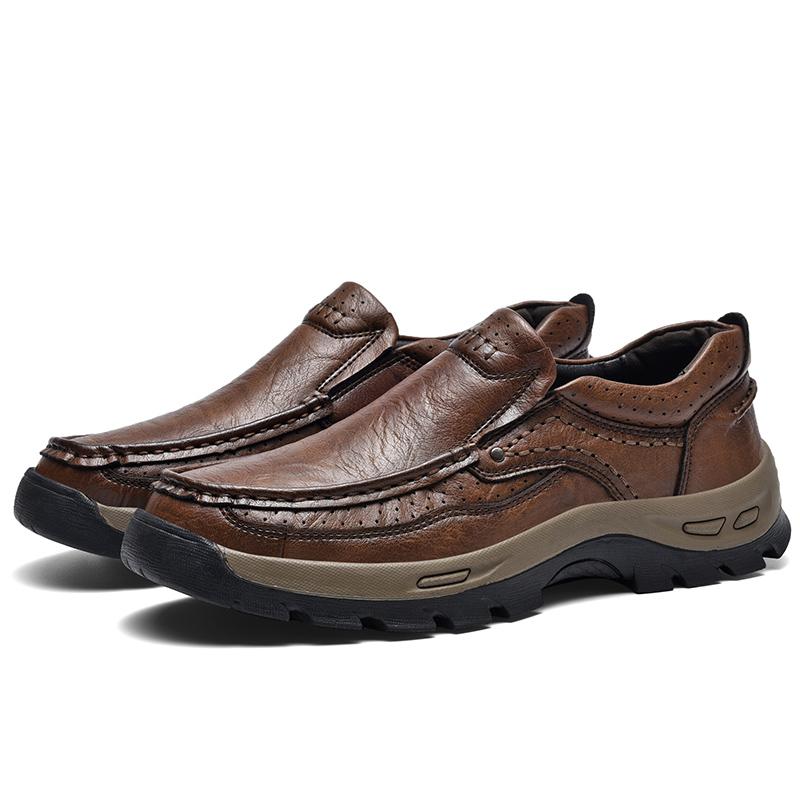 

Fashion Genuine Leather Male Business Casual Shoes New Arrival Mens Formal Moccasins Hot Sale Non-Slip Loafers Breathable Slip on Flats 38 коричневый