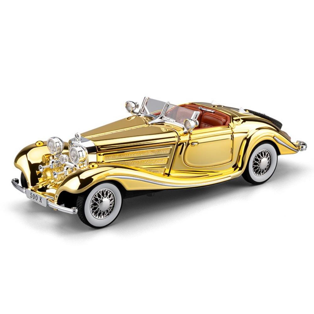 

1/24 Mercedes-Benz 500K Гальванопокрытый Сплав Модель Автомобиля Игрушка Литые Металлические Литье Звук и Свет Автомобильные Игрушки для Детей Транспортное Средство золотой