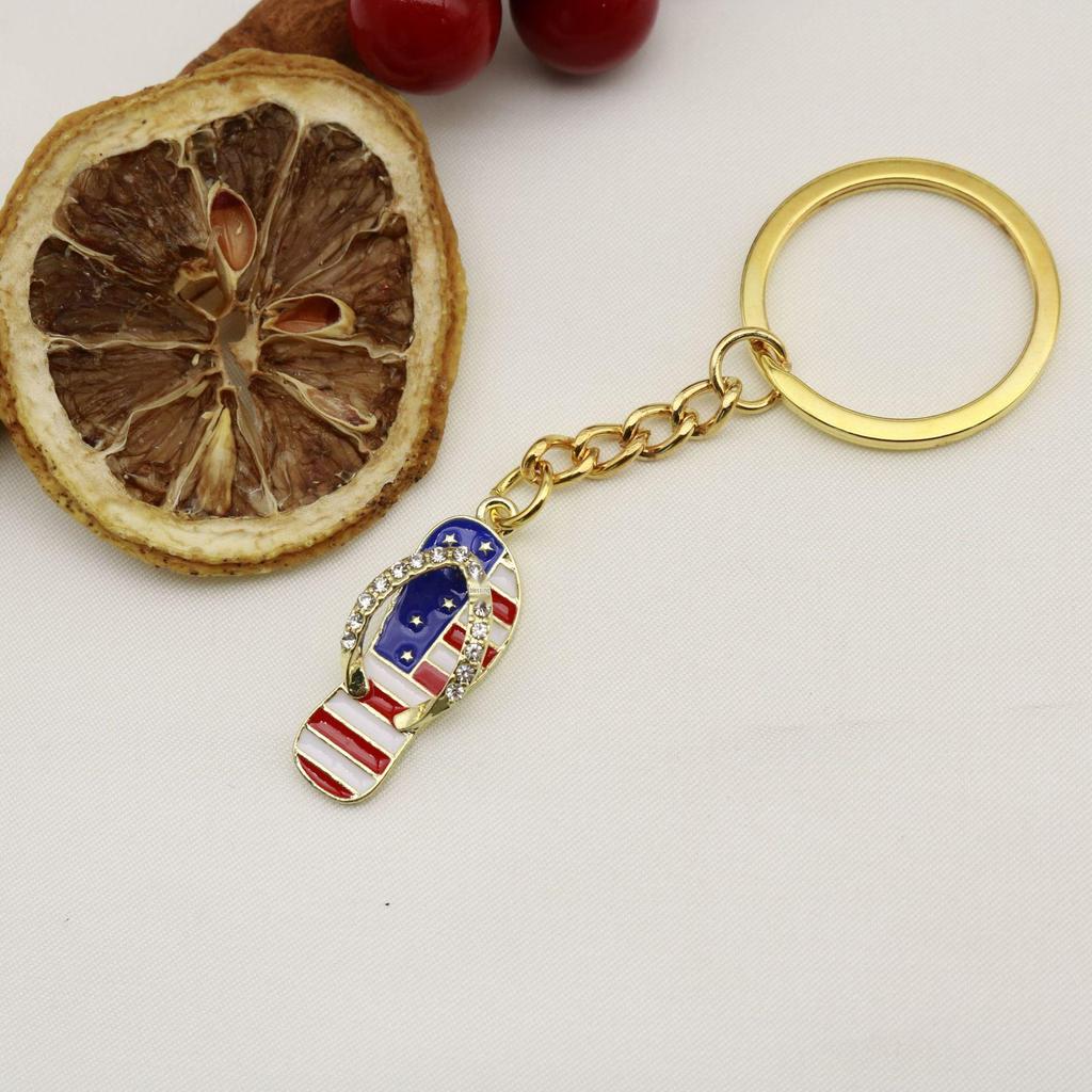 European American Independence Day Star & Flag Slipper Keychain
