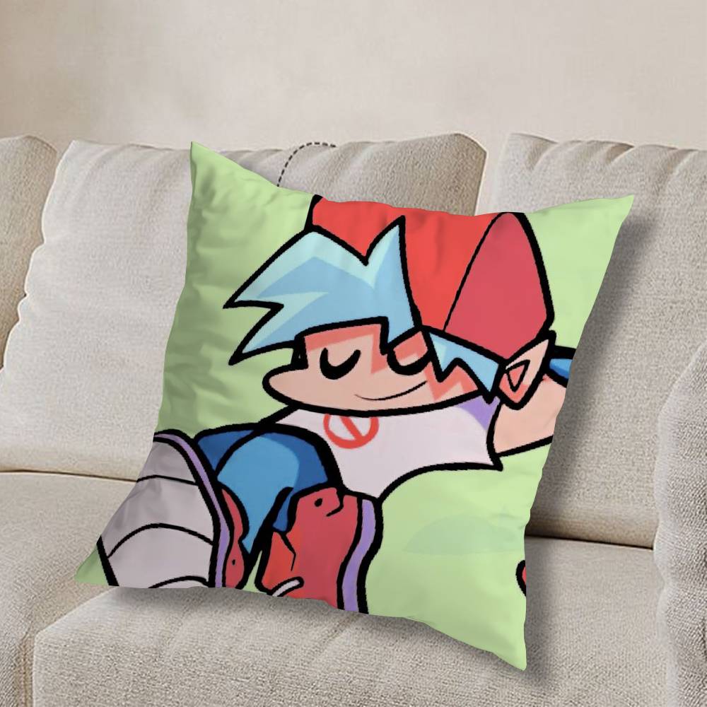 F-Friday Night Funkin cool Pillow Case Square Double-Sided Printing Short Plush Sofa Cushion Cover Bedroom Bedside Pillow