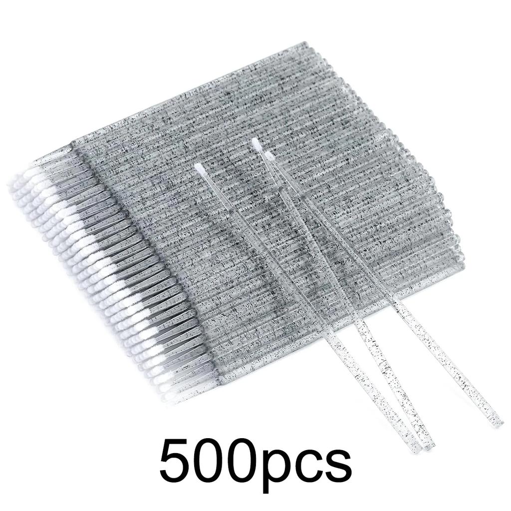 100/500Pcs Crystal Micro Applicator Brush for Eyelash Extension, Micro Cotton Swabs, Lips Mascara Wands Pink Microbrush LAUKISS
