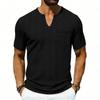 T-shirt décontracté à col en V et manches courtes pour homme avec poche poitrine en tissu léger et respirant pour un usage quotidien