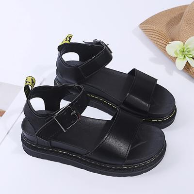 Thick Soled Sandals for Women 2025 Cross-border Sandals Roman Style Casual Flat Sandals with Buckle Strap Beach Shoes