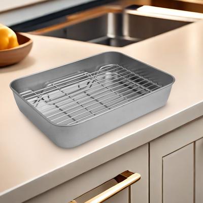 Stainless Steel Bakeware Baking Pan Rack Pans Refrigerator Food Container Crisper With Cover For Kitchen Food Vegetable Storage